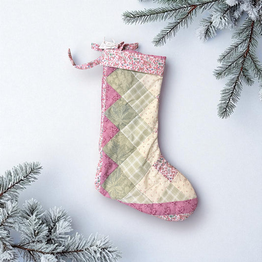 Quilted Christmas Stocking - Pink